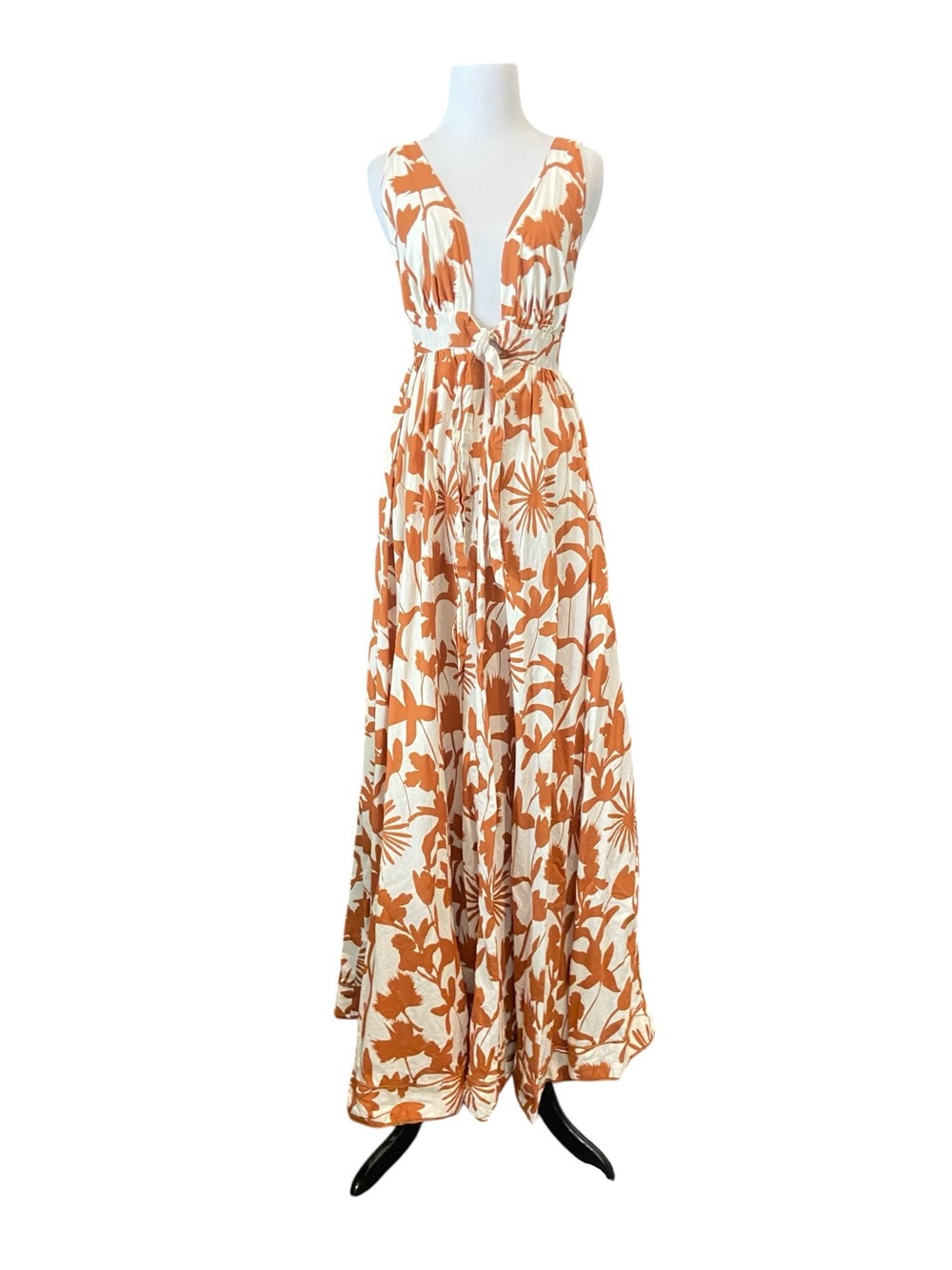 Aakaa Floral V-Neck Maxi Dress
